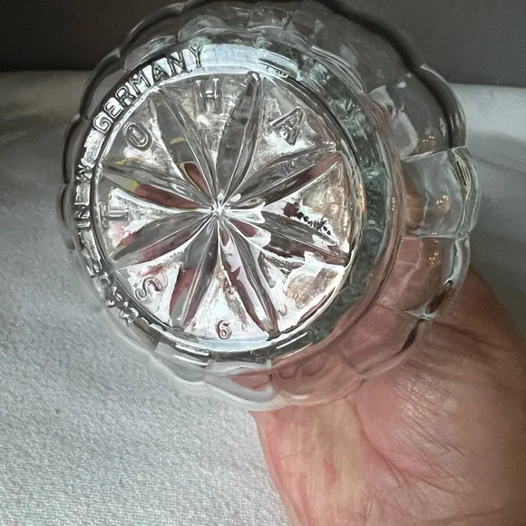 Vintage 1950's Anchor Hocking 4" Clear Glass Oil/Vinegar Cruet Bottles w Stopper - Picture 8 of 9